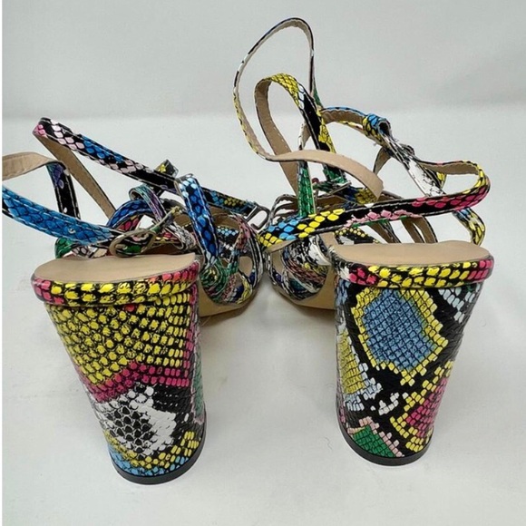 PAOTMBU Multicolor Ankle Strap Block Heel Sandals and Matching Bag 🔆 - Picture 4 of 12